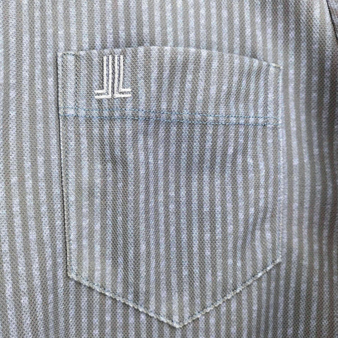 ラバンスポーツ LANVIN SPORT ポリ ストライプ ロゴ刺繍 長袖ポロシャツ メンズ US:38