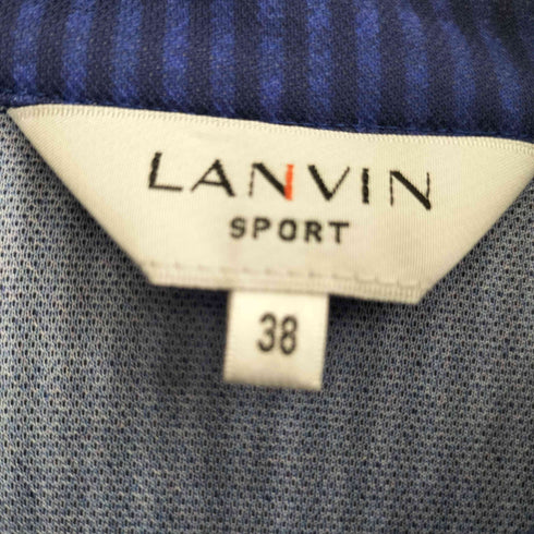 ラバンスポーツ LANVIN SPORT ポリ ストライプ ロゴ刺繍 長袖ポロシャツ メンズ US:38