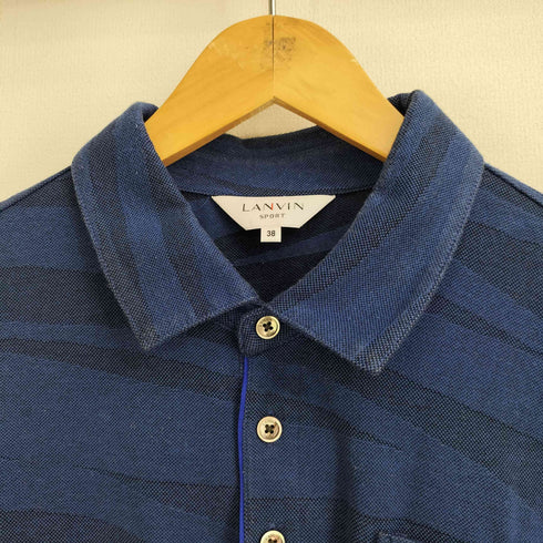 ラバンスポーツ LANVIN SPORT コットン ロゴ刺繍 ゼブラ柄 半袖ポロシャツ メンズ US:38