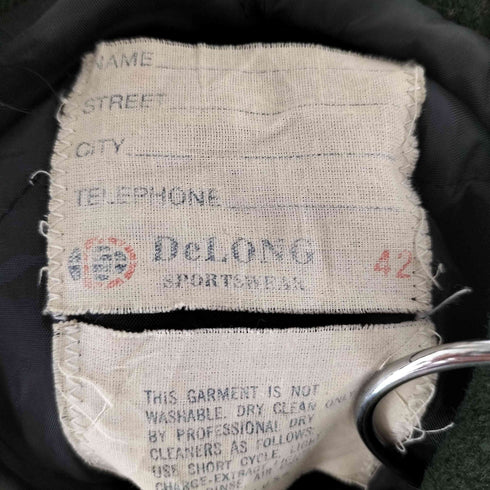 ディロング Delong 70-80s USA製 スクールロゴワッペン 裏地キルティング セーラーカラー スタジャン メンズ 42