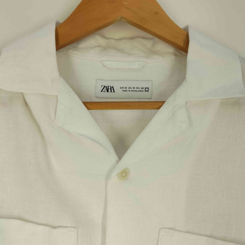 ザラ ZARA リネン 開襟 オープンカラーシャツ メンズ import:M