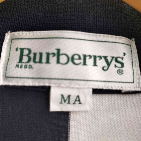 バーバリーズ BURBERRYS 90s コットン 袖ロゴ刺繍 マルチストライプ半袖ポロシャツ メンズ MA