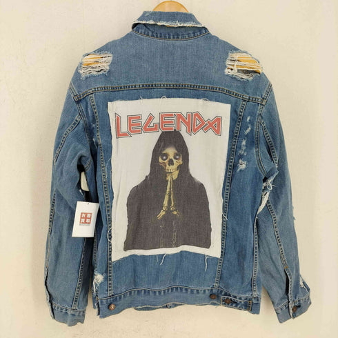 レジェンダ LEGENDA スカルプリント ダメージデニムジャケット メンズ
