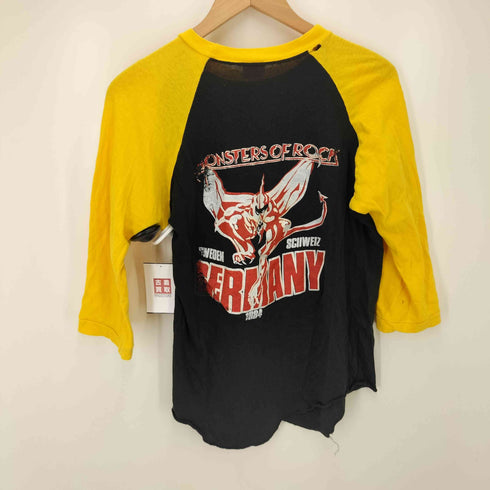 70-80S パキスタン製 FANTASY A&G INC. ボディ ロック バンド 両面 プリント ラグラン Tシャツ パキ綿 メンズ import:M