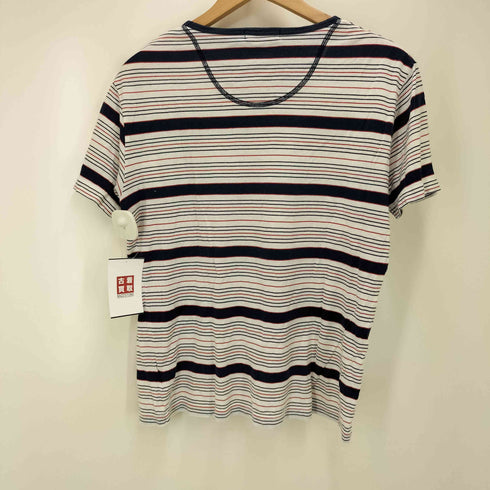 バーバリーブラックレーベル BURBERRY BLACK LABEL ワンポイント 刺繍 ポケット マルチ ボーダー S/S クルーネック Tシャツ メンズ JPN:2
