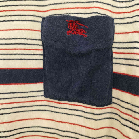 バーバリーブラックレーベル BURBERRY BLACK LABEL ワンポイント 刺繍 ポケット マルチ ボーダー S/S クルーネック Tシャツ メンズ JPN:2