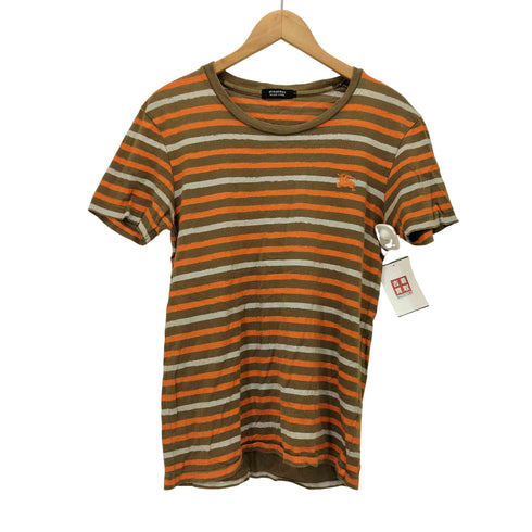 バーバリーブラックレーベル BURBERRY BLACK LABEL ワンポイント 刺繍 ボーダー プリント S/S クルーネック Tシャツ メンズ JPN:2