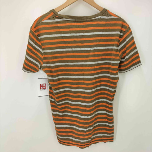 バーバリーブラックレーベル BURBERRY BLACK LABEL ワンポイント 刺繍 ボーダー プリント S/S クルーネック Tシャツ メンズ JPN:2