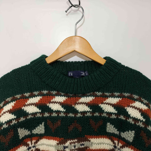 ノーティカ NAUTICA 90S OLD L/S クルーネック ウールニット ノルディック雪柄 メンズ L/G
