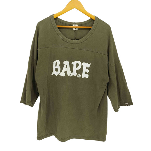 アベイシングエイプ A BATHING APE 90S 初期タグ ロゴプリント 七分袖 フットボールT メンズ JPN:L