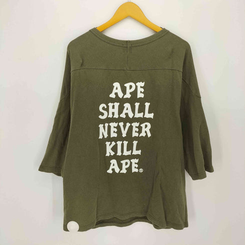 アベイシングエイプ A BATHING APE 90S 初期タグ ロゴプリント 七分袖 フットボールT メンズ JPN:L