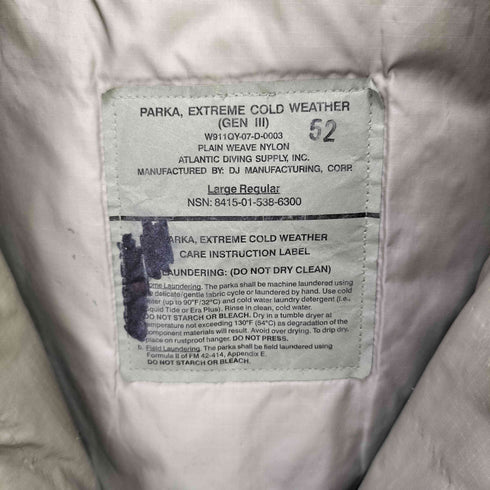 ユーエスアーミー U.S. ARMY ECWCS GEN III LEVEL 7 DJ MANUFACTURING 社製 PrimaLoft プリマロフト メンズ Large Regular