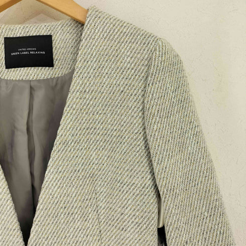 ユナイテッドアローズグリーンレーベルリラクシング UNITED ARROWS green label relaxing D ツイード ノーラペル ジャケット レディース 38