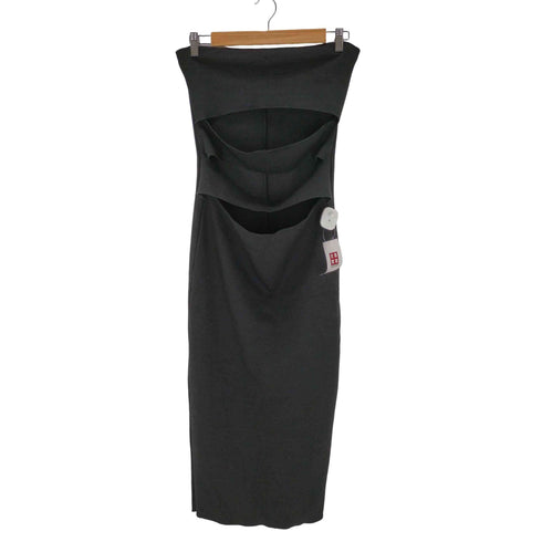 ザラ ZARA LONG DRESS WITH CUT OUT DETAIL BLACK レディース import:L