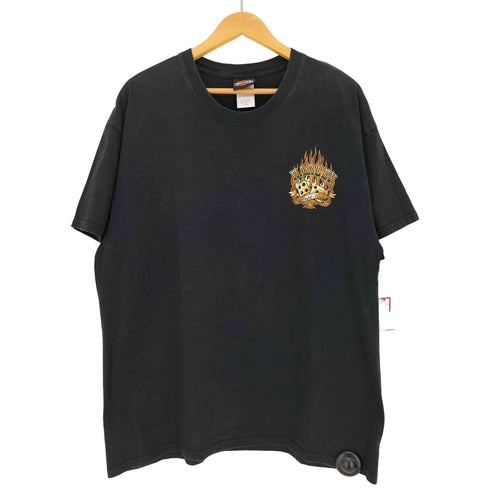 ハーレーダビッドソン HARLEY-DAVIDSON メキシコ製 WOODLANDS TEXAS ダイス フレイム Tシャツ 2004©&2008© メンズ JPN:XL