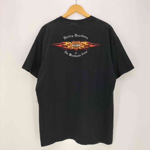 ハーレーダビッドソン HARLEY-DAVIDSON メキシコ製 WOODLANDS TEXAS ダイス フレイム Tシャツ 2004©&2008© メンズ JPN:XL