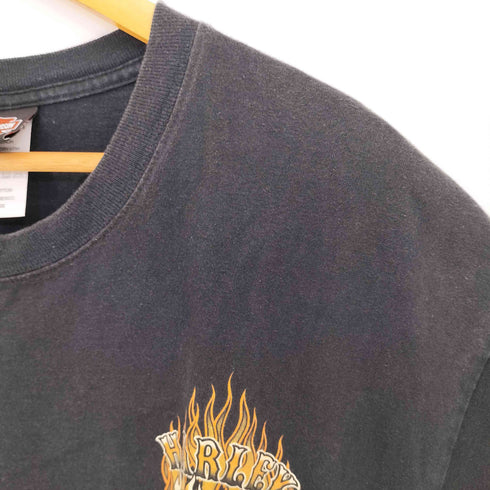ハーレーダビッドソン HARLEY-DAVIDSON メキシコ製 WOODLANDS TEXAS ダイス フレイム Tシャツ 2004©&2008© メンズ JPN:XL