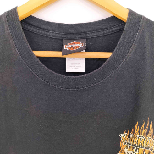ハーレーダビッドソン HARLEY-DAVIDSON メキシコ製 WOODLANDS TEXAS ダイス フレイム Tシャツ 2004©&2008© メンズ JPN:XL