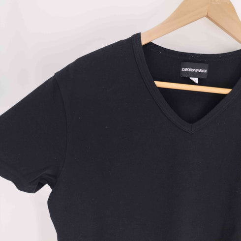 エンポリオアルマーニ EMPORIO ARMANI ロゴ ラインストーン デザイン Vネック ストレッチ S/S Tシャツ メンズ import:XXL