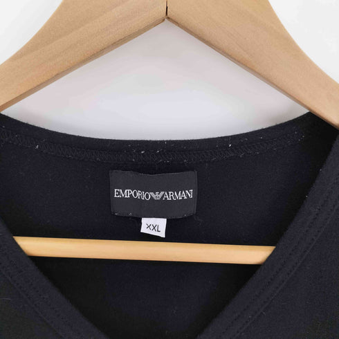 エンポリオアルマーニ EMPORIO ARMANI ロゴ ラインストーン デザイン Vネック ストレッチ S/S Tシャツ メンズ import:XXL