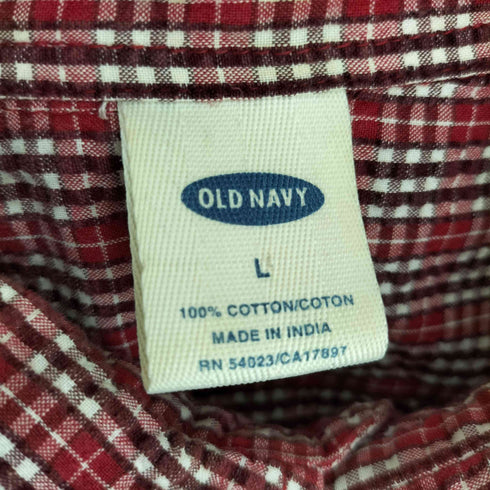 オールドネイビー OLD NAVY チェックシアサッカーS/Sシャツ メンズ JPN:L