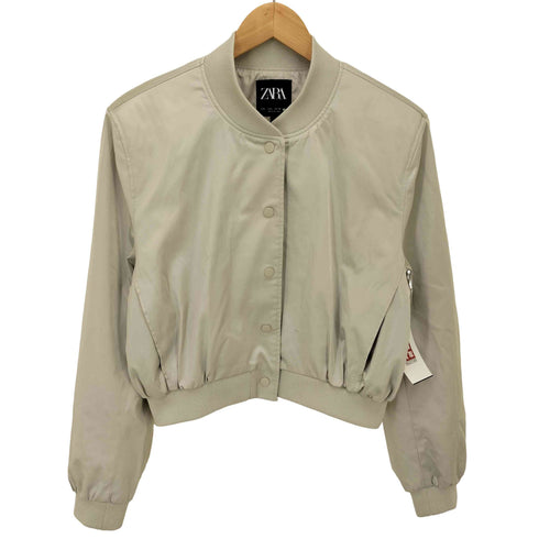 ザラ ZARA サテン クロップド ボンバージャケット レディース import:L