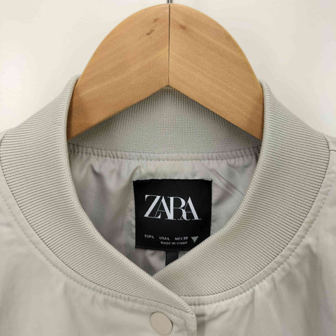 ザラ ZARA サテン クロップド ボンバージャケット レディース import:L