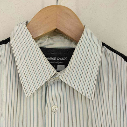コムデギャルソンオムドゥ COMME des GARCONS HOMME DEUX ウール切り替え ストライプシャツ メンズ JPN:S