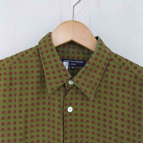 コムデギャルソンオム COMME des GARCONS HOMME 総柄 ドット リネン混 半袖シャツ メンズ JPN:XS
