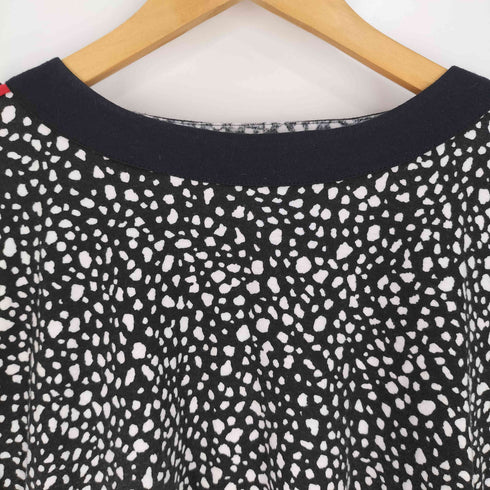 PETER POPOVITCH USA製 ショルダーボタン 総柄 ボートネック Tシャツ レディース import:S
