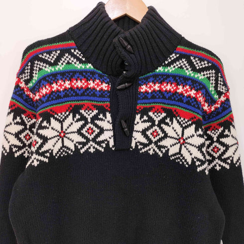 ポロバイラルフローレン Polo by RALPH LAUREN 90S アンゴラ混 ノルディック雪柄 トグルニット セーター メンズ import:L