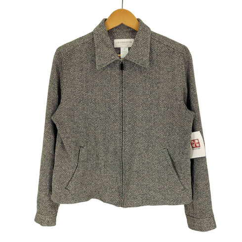 リズ クレイボーン LIZ Claiborne LIZSPORT シルク ウール ナイロン ミックスファブリック 織り ジップアップ シャツ ジャケット レディース import:M