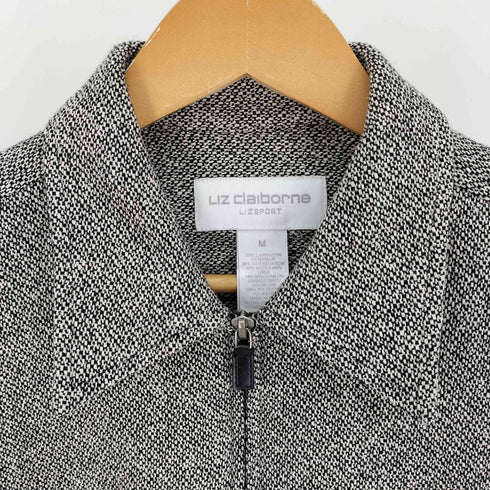 リズ クレイボーン LIZ Claiborne LIZSPORT シルク ウール ナイロン ミックスファブリック 織り ジップアップ シャツ ジャケット レディース import:M