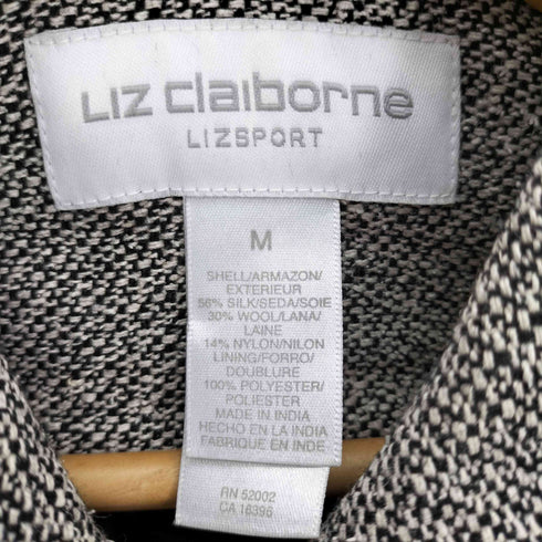リズ クレイボーン LIZ Claiborne LIZSPORT シルク ウール ナイロン ミックスファブリック 織り ジップアップ シャツ ジャケット レディース import:M
