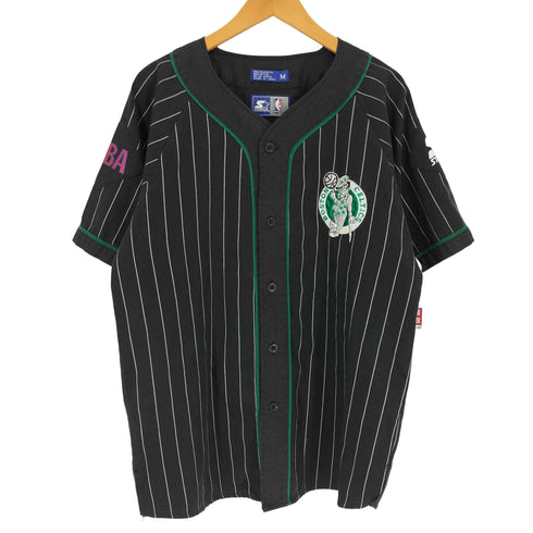 スターター STARTER 90S NBA バスケットボール チーム ロゴ ワッペン ストライプ ベースボール シャツ 65/35 ポリ コットン メンズ import:M