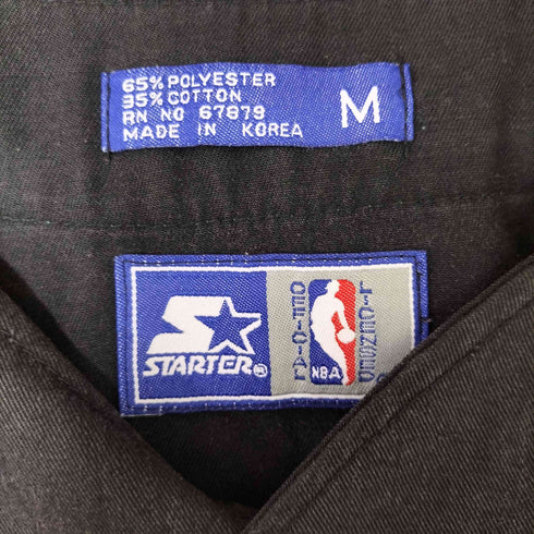 スターター STARTER 90S NBA バスケットボール チーム ロゴ ワッペン ストライプ ベースボール シャツ 65/35 ポリ コットン メンズ import:M