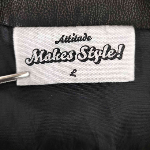 Makes Style フェイクレザー チンストラップ レザー ジャケット ブルゾン メンズ JPN:L