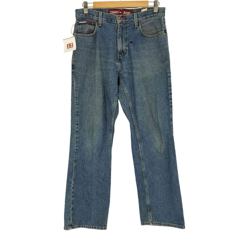 トミーヒルフィガージーンズ TOMMY HILFIGER JEANS 90S メキシコ製 5P ジップフライ ロゴタグ ストレート ワイド デニム パンツ メンズ 30/30