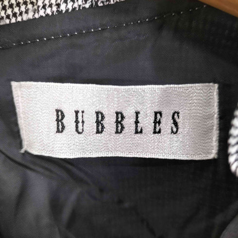 バブルス BUBBLES 千鳥格子 シアー パフスリーブ ウエストベルト ボウタイ ワンピース レディース FREE