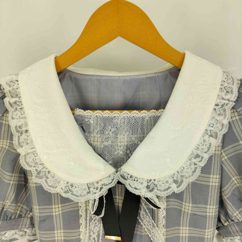 シークレットハニーバイハニーバンチ Secret Honey by Honey Bunch レースカラー パフスリーブ リボン チェック ワンピース レディース JPN:2