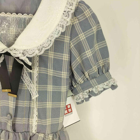 シークレットハニーバイハニーバンチ Secret Honey by Honey Bunch レースカラー パフスリーブ リボン チェック ワンピース レディース JPN:2