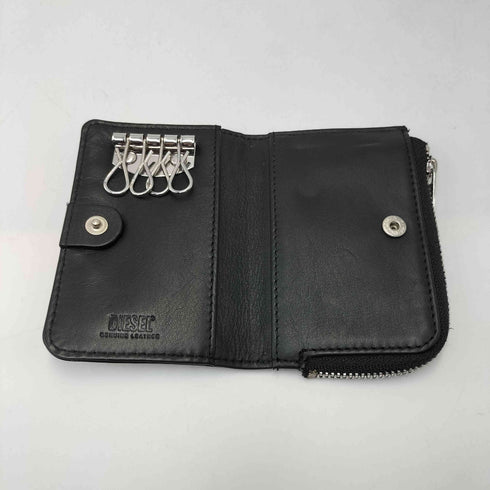 ディーゼル DIESEL ロゴ 型押し L字ジップ 4連 キーケース ミニウォレット メンズ ONE SIZE