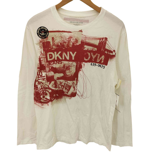 ダナキャランニューヨークジーンズ DKNY JEANS クルーネック グラフィック L/S Tシャツ メンズ import:M