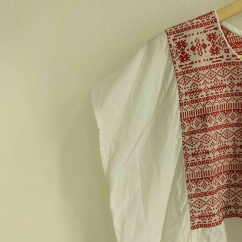 プランテーション Plantation ネイティブ刺繍 フレンチスリーブブラウス レディース M