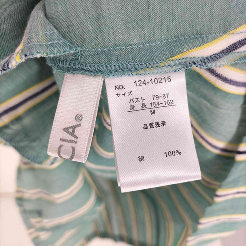 JOLCIA 刺繍 ストライプ バンドカラー キーネック シャツ ワンピース レディース JPN:M