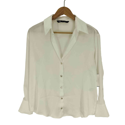 ザラ ZARA SATIN BASIC SHIRT サテン ベーシック シャツ レディース import:S