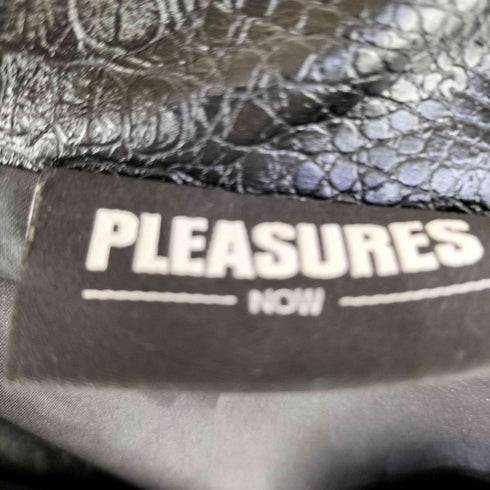 PLEASURES ビーガンレザー クロコダイル ワークジャケット メンズ