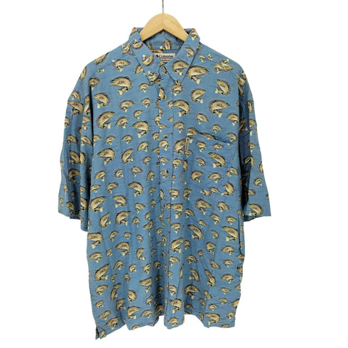 コロンビアスポーツウェア Columbia Sportswear 00S 魚 レーヨン S/S BDシャツ メンズ import:XL