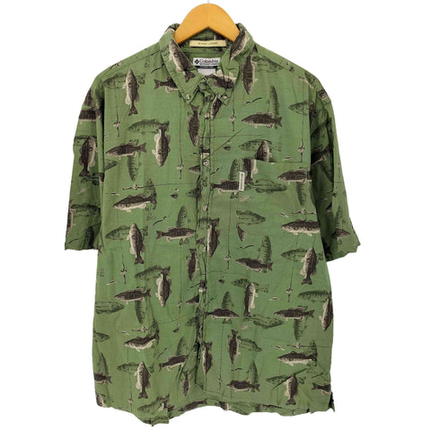 コロンビアスポーツウェア Columbia Sportswear 00S RIVER LODGE 魚 S/S BDシャツ メンズ import:XL