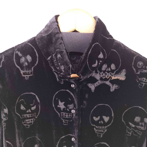 バジュラ bajra スカル 総柄 ベルベット シルクシャツ レディース JPN:S